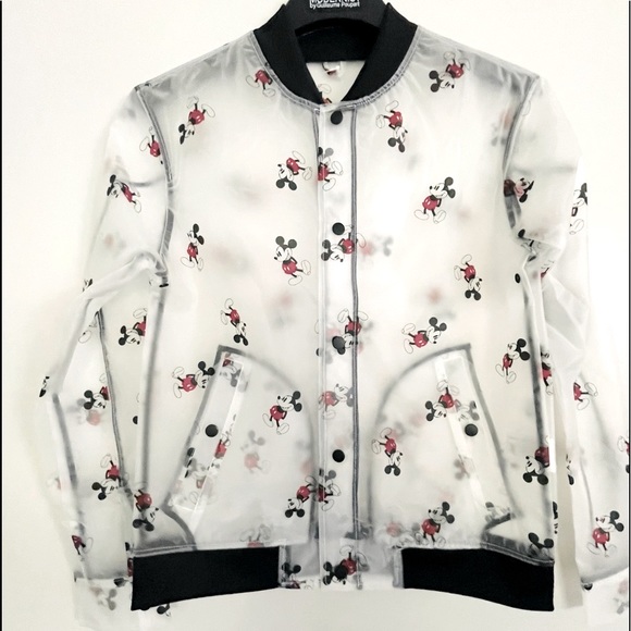 Disney Parks Rain Jacket Mickey Mouse Print Snaps Adult Size Small / Med NEW - Picture 6 of 6